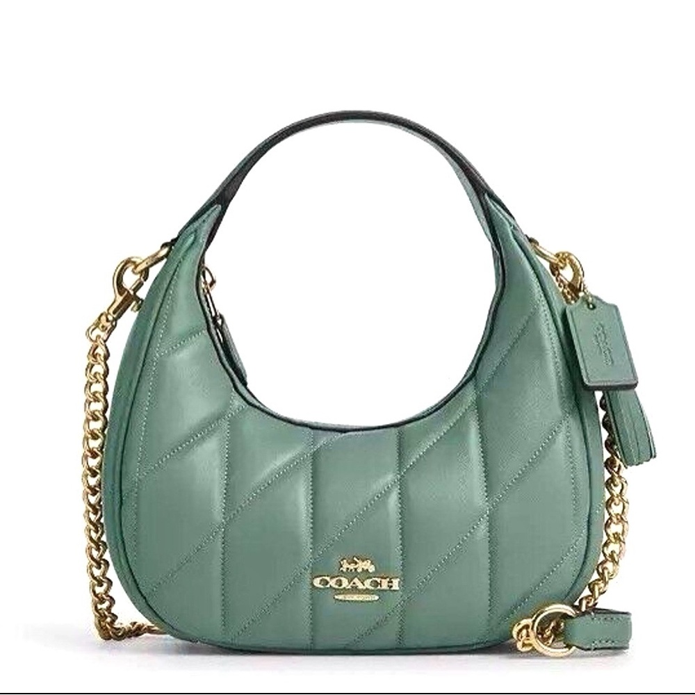 ***SOLD***NWT Coach Carmen Mini Crossbody Bag Quilted leather Gold Sage